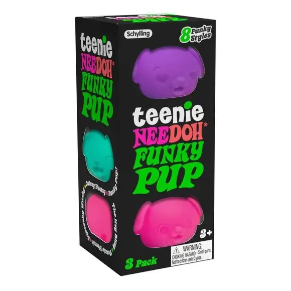 Schylling NeeDoh Teenie Funky Pup 3 Pack Squishy Ball Sensory Fidget Toy New - Picture 2 of 8